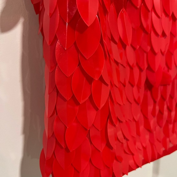 ASOS DESIGN all over feather embellished mini dress in red size 2 - Picture 6 of 11